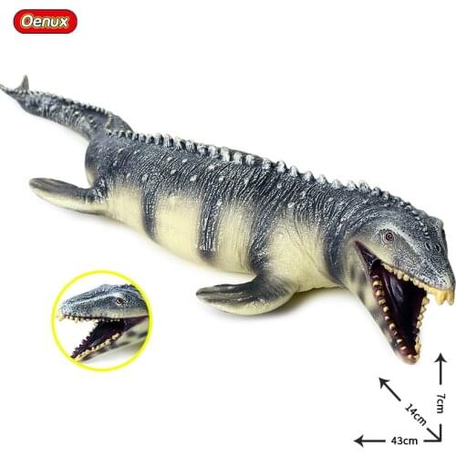 Oenux Original Sea Life Big Mosasaurus Simulation Savage Jurassic Dinosaurs Animals Model Action Figures Soft PVC Toy Kids Gift
