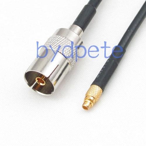 IEC DVB-T TV PAL female to MMCX male RG174 cable jumper pigtail 4inch~10FT