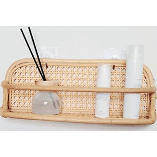 Classic Country Wall Rattan Rack And Home Woven Rattan Wall Hanging Storage Basket Home Decoration Wall Magazine Storage Racks