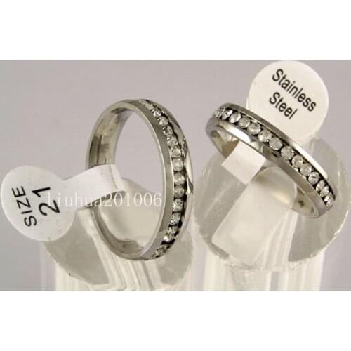 Wholesale 36 Pcs Comfortable Fashion Stainless Steel Rings Full circle with CZ, Fashion Jewelry Free Shipping