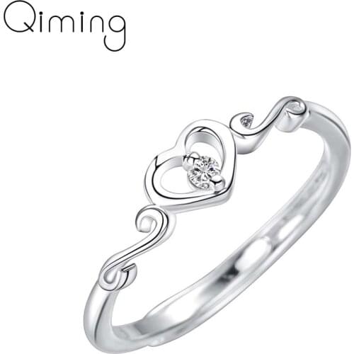 Zircon Forever Love Rings For Women Heart Wing Wedding Engagement Crystal Jewelry Female Knuckle Toe Rings Gift