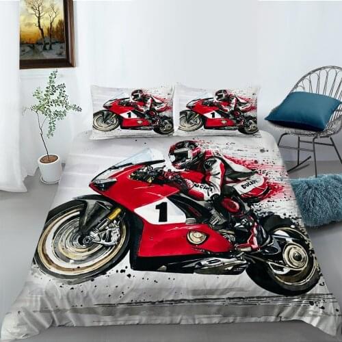 3D Bedding Set Duvet Cover Sets Cool Motorcycle Printed Boys Man Queen King Full Double Size Bedroom Decorations