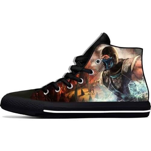 Mortal Kombat Game Scorpion Fashion Funny Classic Casual Cloth Shoes High Top Lightweight Breathable 3D Print Men Women Sneakers