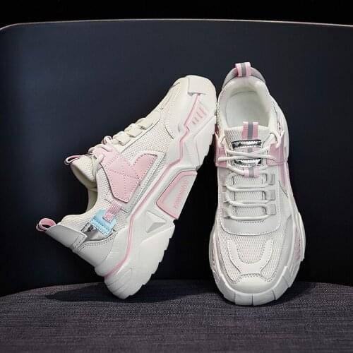 Luxury Colorful Women Chunky Sneakers Lace Up Shoes Woman Walking Casual Shoes Female Student Thick Bottom Platform Shoes