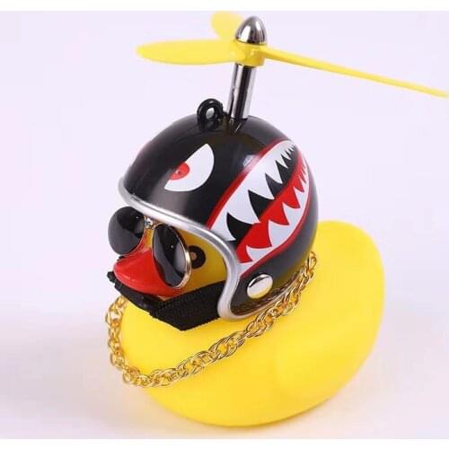 Cute Rubber Duck Toys keychain Kids Toys Helmet Yellow Duck with Glue Propeller Baby Shark Toy Bath Toys Car Pendant Room Decora