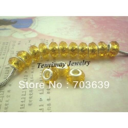 Fashion Gold Champagne Faceted Glass Beads For European Bracelet Making Free Shipping 100pcs/Lot