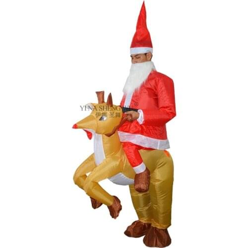 Adult Inflatable Clothing Santa Claus Elk Riding Inflatable Clothes Holiday Carnival Party Performance Christmas Cosplay Costume