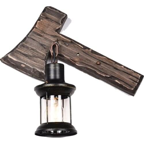 Retro Creative Axe Shape Wall Lamp Antique Bar Tea House Coffee Shop Decorative Sconce Industrial Style Cloth Store Wall Light