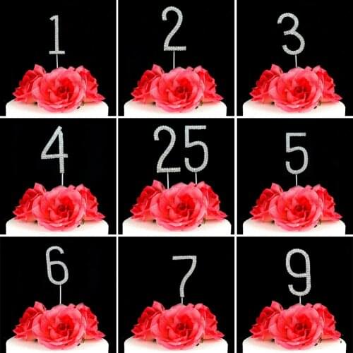 2016New 1Pcs Crystal Rhinestone number Cake Topper for Wedding Anniversary and Birthday CT16