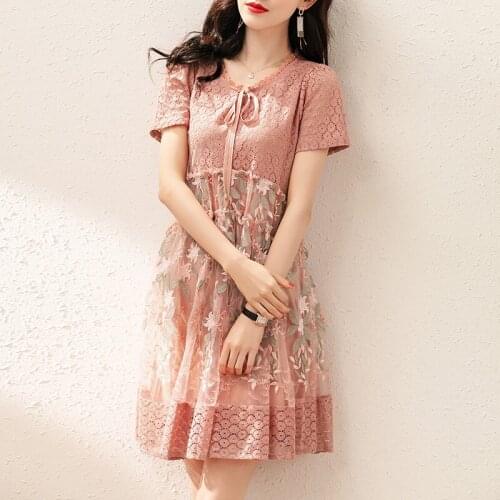 New Elegant Women Chiffon Patchwork Print Dress Mature Charm Summer WomenS Clothing