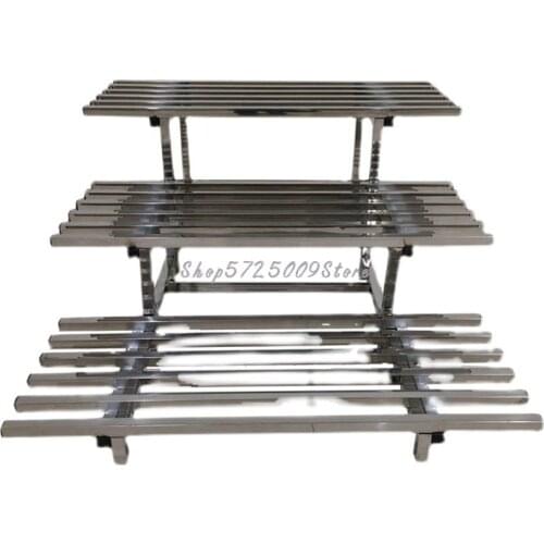 Single-layer multi-layer stainless steel ladder large flower stand anti-corrosion wrought iron balcony indoor and outdoor floor