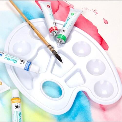 Oval Plastic Palette Art Paint Plastic Drawing Tray Color Palette For Oil Watercolour White Painting Pallet With Thumb Hole