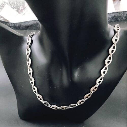 New 6MM Stainless Steel Lrregular Pig Nose Snout Necklace For Women Silver 18K Gold Coffee Beans Chain Boho Chokers Gift Punk