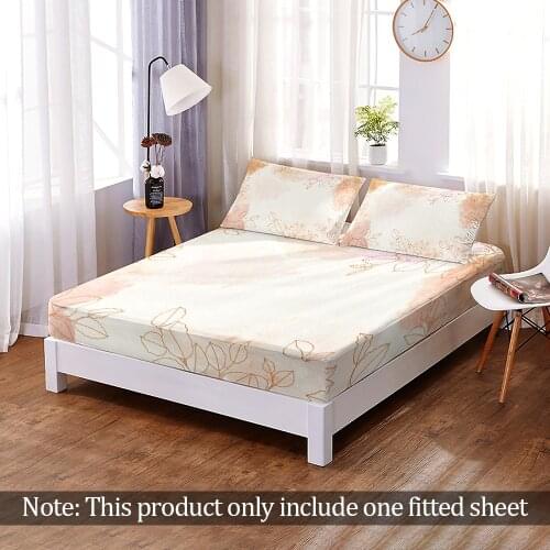 Custom 3D Print Fashion Chinese Style Lotus leaf Fitted Sheet Queen King Size Elastic Band Bed Sheet Home Bedroom Decoration