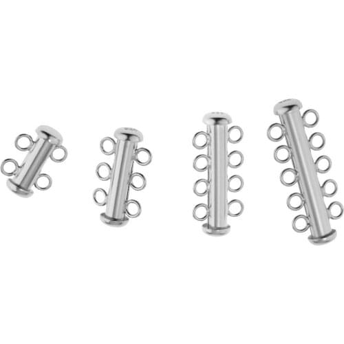 Luxury 925 Sterling Silver 2-5 Strands Slide Clasp Pearl Chain Necklace Bracelet Connectors for Jewelry Making DIY