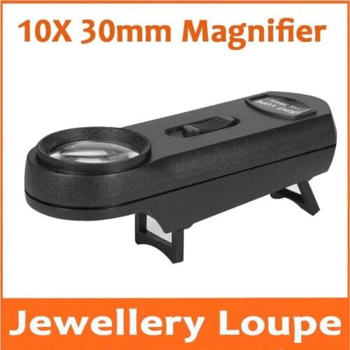 10X 30mm Jewelry Collapsible bracket handheld Magnifier Light Loupe Pocket Insects Viewer Gift for Children Magnifying Glass