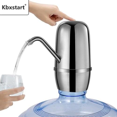 Sainless Steel Water Bottle USB Pump Dispenser Silver Electric Drinking Water Dispenser Tap With 2000 mAh Dual Pumps Powerful