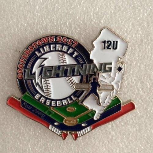 Custom trading pins 2.5" baseball nickel plated lapel pin with slipper COOPERSTOWN 2017
