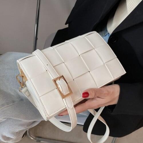 Weave Square Crossbody Bag 2021 Fashion New High-quality PU Leather Womens Designer Handbag Luxury Brand Shoulder Messenger Bag