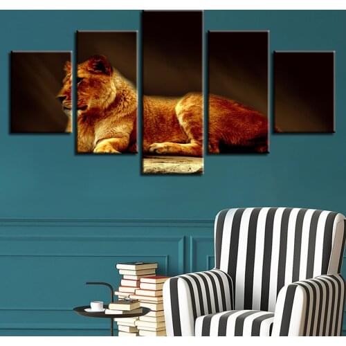 Ferocious Tiger Lying Prone modern Canvas HD Prints Posters Home Decor Wall Art Pictures 5 Pieces Art Paintings No Frame