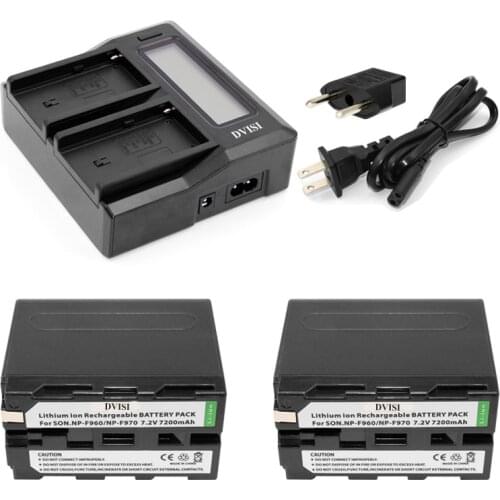 Ultra Fast 3X faster Dual Charger with 2pcs 7200mAh NP-F970 F970 NP-F960 Battery for Sony F975 F970 F960 F950MC1500C 190P 198P