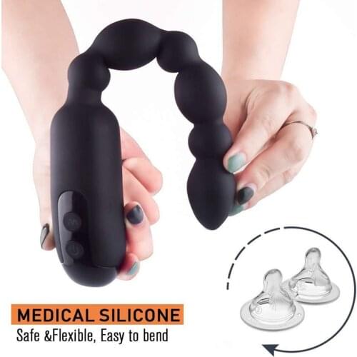 Vibrating anal plug prostate massage buttplug long anal beads dilator sextoy silicone butt plug vibrator sex toys for men women