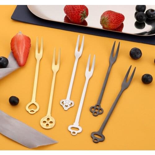 6Pcs Set Stainless Steel Fruit Two-Tooth Fork Creativity Heart Crown-Shaped Dessert Fork Japanese Korean Wedding Gift Box