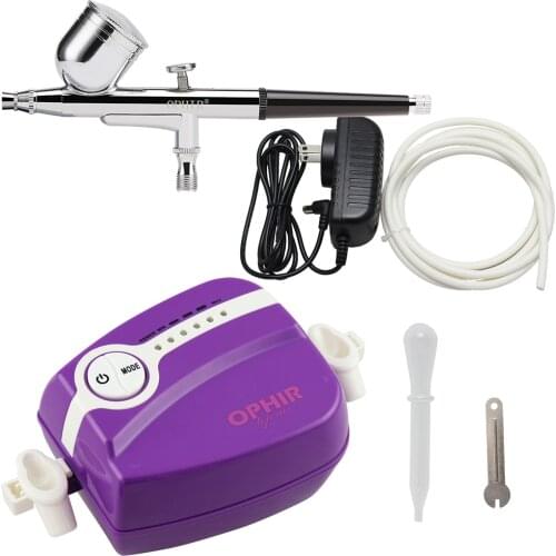 OPHIR 5 Adjustable Speed Air Compressor with 0.3mm Airbrush Paint for Cake Decorating Nail Art Body Painting Hobby _AC094+004
