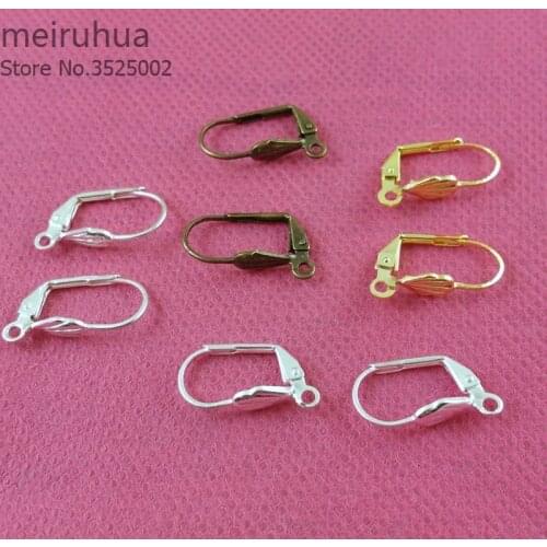 50pcs/lot 10*17mm Rhodium/Gold Color Earring Clasps Hooks 10.5*15.5mm Metal Ear Hooks Earring Wire For DIY Jewelry Making112207