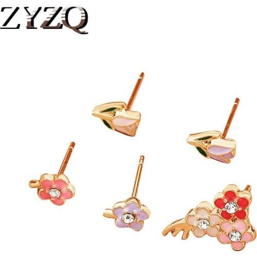 ZYZQ Fancy Stud Earrings Ear Piercing Inlaid Brilliant Painting oil Women Earring Luxury Bridal Wedding Earring Trendy Jewelry