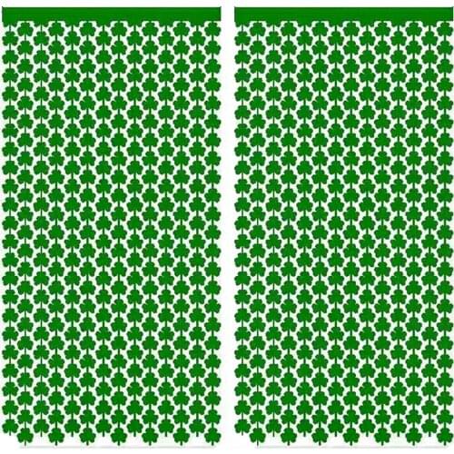 1*2M St.Patricks Day Green Shamrock Foil Tinsel Curtains Fringe For Irish Party Backdrop DIY Decorations Photo Booth Backdrop