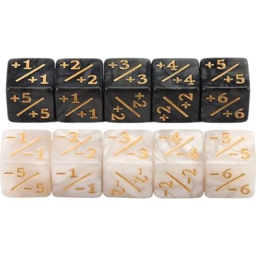 10x Dice Counters 5 Positive +1/+1 & 5 Negative -1/-1 For Magic The Gathering Table Game Funny Dices High Quality