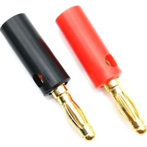 10pcs/lot New 4mm Banana Plug Connector Jack Screw-type Banana Head Black and Red Color Gold-plated Plastic Banana Plugs