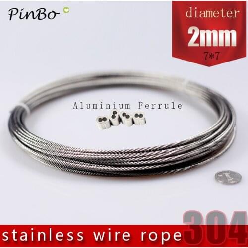 100M 304 stainless steel wire rope alambre cable softer fishing lifting cable 7X7 Structure 2mm diameter