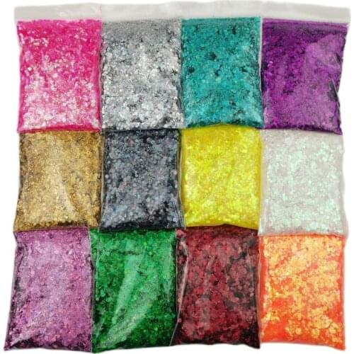 12 Colors 50g Face Body Eye Hair Nail Festival Chunky Holographic Glitter Different Size Hexagons Shaped