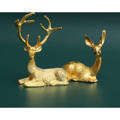 2x Deer Statue Sculpture Elk Couple Sill Figurine Office Home Decor Ornament