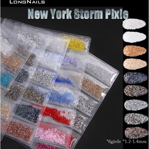 6grids/Pack NewYork Storm Pixie 3D Rhinestones Super Mini 1.2mm Diamond Fillings Mirco Fantasy AB Nail Arts Pixie Diamond 8*12cm