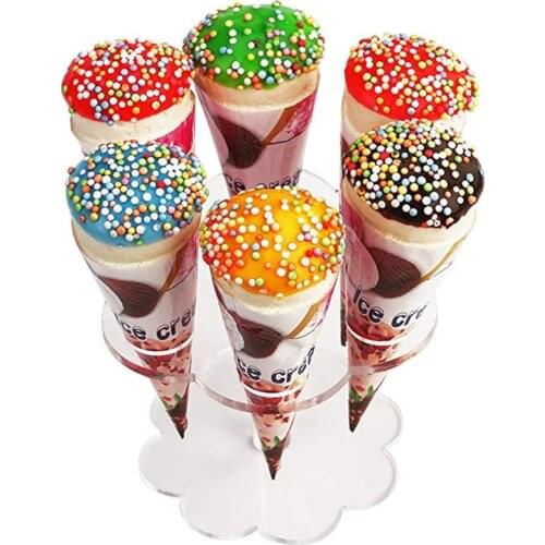 6/16 Holes Acrylic Transparent Ice Cream Stand Cake Cone Stand Holder Wedding Buffet Food Display Stand Baking Kitchen Tools