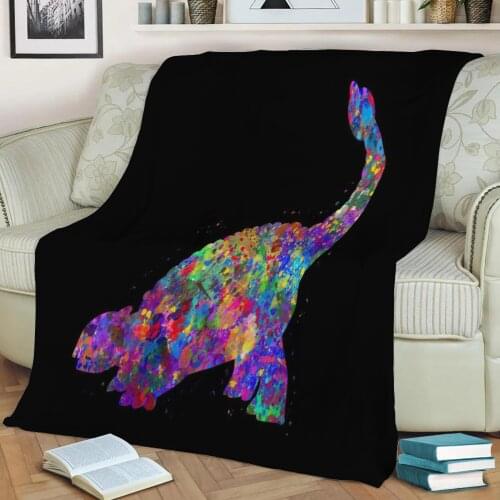 Ankylosaurus watercolor Flannel Throw Blanket 3D Printed Keep Warm Sofa Child Blanket Home Decor Textiles Dream Family Gift