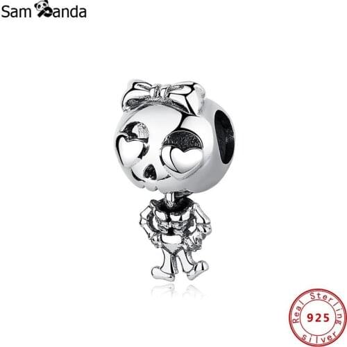 Authentic 100% 925 Sterling Silver 2020 Charms Skull Girl CZ Charm Fit Original Bracelets Women DIY Gift Jewelry Crystal