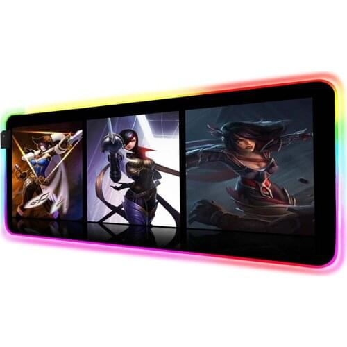 Large Mouse Pad League of Legends Reaper Goddess Legend RGB Mouse Pad Player Accessories Large LED MousePad XXL Gaming Desk Mat