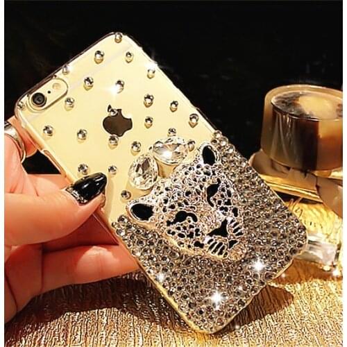 Hot Tiger Leopard Head Crystal Diamond Glitter Bling Phone Cases For Xiaomi Redmi 5 6 7 8 4X 5A 6A 8A Note 8T 4 4X 5 6 7 8 9 Pro