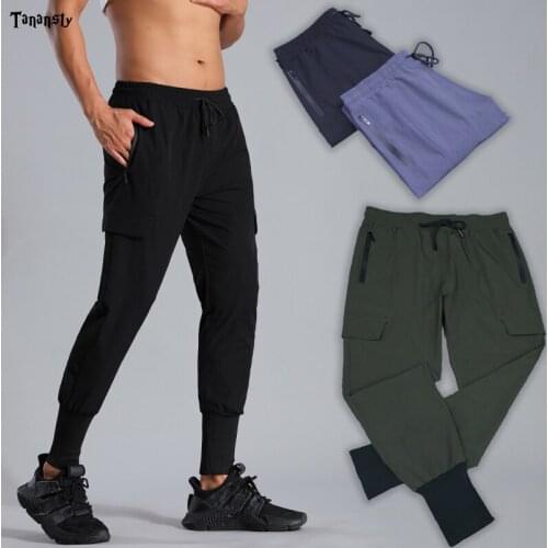 Men Gym Sports Running Pants Outdoor Bodybuilding Zip Pocket Jogging Leggings Overalls Workout Football Man Training Trousers