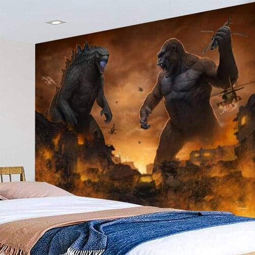 Godzillas VS kong Background Cloth Photography Birthday Party Background Cloth Room Decoration Background Wall 150X100cm
