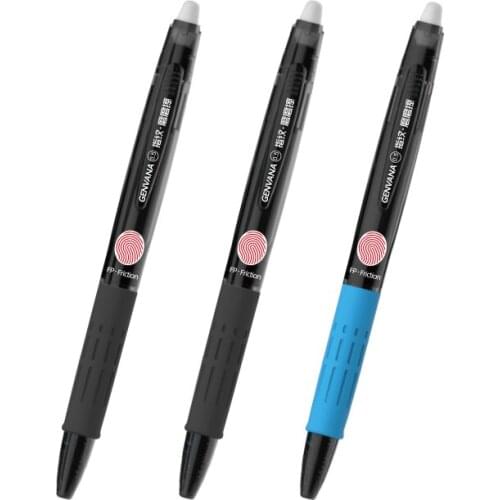 GENVANA Erasable Friction Gel Ink Pen 0.5mm Press Style Neutral Pen Black/Blue Practical School Office Write Stationery G-11670