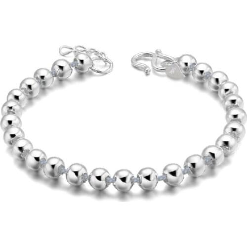 Glossy Beaded Charms Bracelet Silver plated color Bracelets For Women Men Couple Bracelets & Bangles Femme Bileklik Pulseira