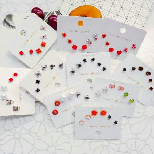 Hot Sale 3 Pairs/Set Plastic Acrylic Cheap Stud Earrings Set Trend Geometric Star Butterfly Retro Pearl Earrings Women Jewelry