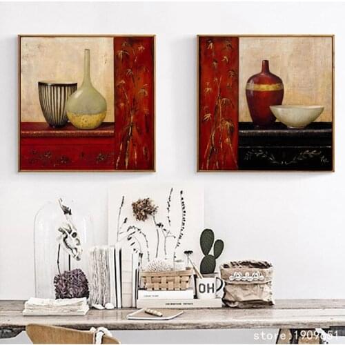 Cotton no frame classical still life ceramic vase canvas printings oil painting printed on cotton wall art decoration pictures
