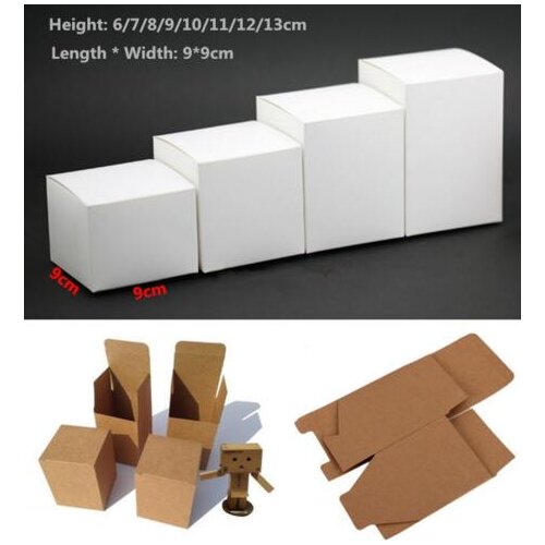 50pcs 13 sizes Kraft Paper cardboard Box for Jewelry gift Candy packaging carton Box gift soap Package Packing paper Box white