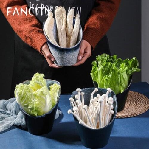 FANCITY Hot pot restaurant tableware Japanese ceramic dishes commercial cafeteria skewers dishes bowl chicken container raw
